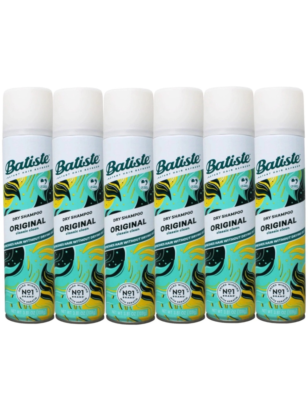 Set Of 6, Batiste Dry Shampoo, Original, Classic Clean, 3.81 oz Each